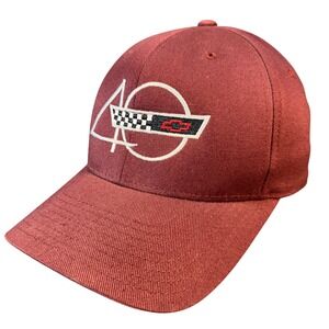 Chevrolet Corvette 40th Anniversary Flexfit Hat Maroon Mens SM Baseball Cap